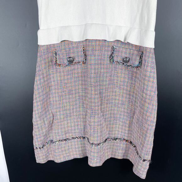 Ted Baker Mayumid Tweed Mini Dress White Ribbed Sleeveless Sz 12 US (5 Ted) - Picture 9 of 15